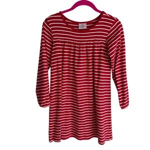 HANNA ANDERSON Red and White Striped Girls Long Sleeve Dress,‎ 8